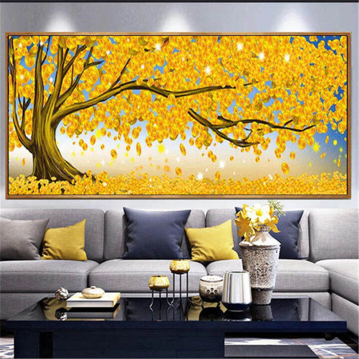 Modern Big Size Money Tree Canvas Painting Fortune Wall Art Picture For