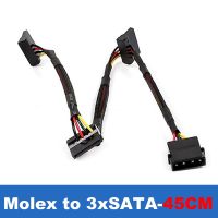 Molex 4pin เป็น2 3 4 SATA Power Splitter Sleeve Cable 4 Pin 90องศาอะแดปเตอร์ SATA ตัวเชื่อมต่อไฟฟ้า Spliter 4 HDD ฮาร์ดไดรฟ์