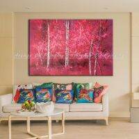 Arthyx Original Red Tree Landscape ภาพวาดสีน้ำมันบนผ้าใบ Modern Abstract Wall Art รูปภาพสำหรับห้องตกแต่งบ้าน New