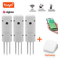 สำหรับเครื่องทดสอบกันน้ำดิน Zigbee Monitor Tuya ปลูกสวนเมตรเครื่องตรวจจับความชื้นพืชความชื้นไร้สายอุณหภูมิ ~