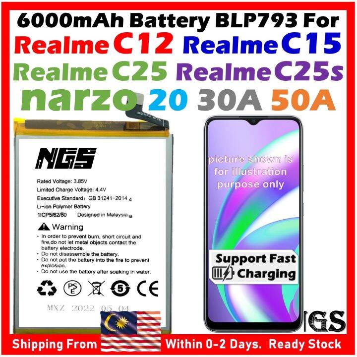 Orl Ngs Brand 6000mah Battery Blp793 Compatible For Realme C12 Realme C15 Realme C25 Realme 2166