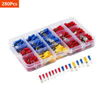 280ชิ้นเซ็ต Cable Lugs Assortment Kit ลวดแบนหญิงและชายฉนวนสายไฟขั้วต่อ Crimp Terminals ชุด Kit