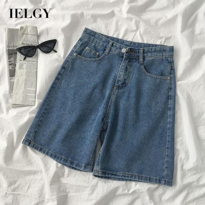 ielgy-สีทึบออกแบบเอวสูงห้าจุดกางเกงยีนส์ผู้หญิงดูบาง