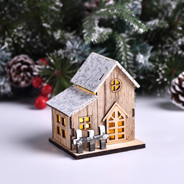 desktop-decoration-wooden-shining-castle-natural-wooden-hanging-christmas-decoration-cabin-glowing-cabin-christmas-decorations