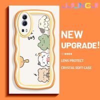 Jjlingji เคสสำหรับ VIVO Y72 5G Y52 5G Y75s 5G เคสโชคดีรูปวันขอบครีมหลากสีเคสมือถือกันกระแทกแบบใสนิ่มฝาครอบป้องกันง่ายเคสโปร่งใสลายกล้องถ่ายรูปสร้างสรรค์