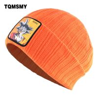 [Hana Clothing Store] TQMSMY ฤดูใบไม้ร่วงฤดูหนาว Skullies Beanies ผู้ชายสีทึบหมวกถักสำหรับผู้หญิง GOKU Patch ถักหมวก Streetwear Hip Hop Gorras