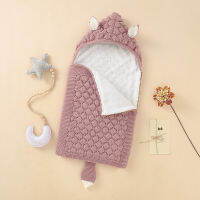 Baby Sleeping Bags Knitted Solid Newborn Swaddle Wrap Zipper Villus Warm Winter Toddler Infant Sleep Sack Fashion Cute Fox Ears