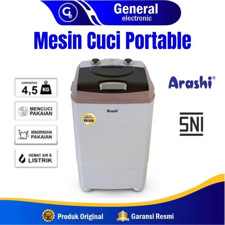 Mesin Cuci Portable Arashi Laundry AWM 452A 1 Tabung 4.5 KG | Lazada ...