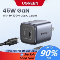 Ugreen ที่ชาร์จ 45W GaN พร้อมพอร์ต USB Type C คู่ ชาร์จเร็ว สําหรับ iPad pro mini SAMSUNG S23 Ultral S22 S21 S20 iPhone 14 13 max