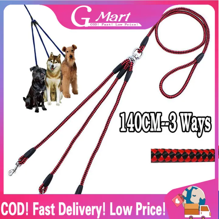 Heavy Duty 3 Way Dog Coupler Leash Splitter Triple No Tangle Nylon Pet