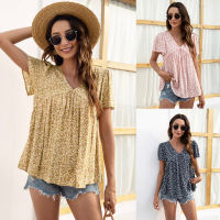 Summer cotton maternity tops short sleeve T-shirt tees casual female women polka dot V-neck blouse shirt tops clothing plus size