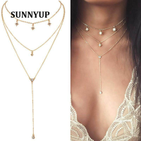 SUNNY VINTAGE สร้อยคอแบบหลายชั้นเซ็ตสร้อยคอ Charm Creative Simple Elegant Moon จี้ห้อยคอเสื้อสร้อยคอแบบโชคเกอร์