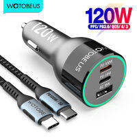 WOTOBEUS 120W 3-Port USB C Car Charger, Fast Chargeing PPS PD 65W45W30W QC5สำหรับ Xiaomi HP แล็ปท็อป 12 Samsung S21