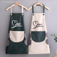 ☢✙ Household Waterproof Hand-wiping Apron Kitchen Oil-proof Apron Adult Cooking Hanging Neck Bibs Home Aprons Kitchen Accessory