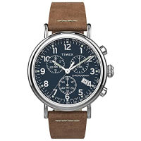 Timex Dress Watch and Timex Mens Standard Chronograph 41mm Watch Tan/Silver/Blue