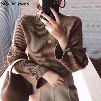 Sister Fara Autumn Winter Half High Collar Knit Sweater Womens Thicken Loose Knitting Sweaters Ladies Casual Pullover Sweater
