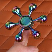 New Rainbow Metal Hand Spinner Six Arm Water Drop Fidget Spinner Hand Spinner stress reliever Toys For Children Adult Gifts Fidget Spinners  Cubes