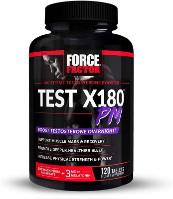 Force Factor (120 Tablets) Test X180 PM Testosterone Booster for Men, Overnight Testosterone Supplement to Build Muscle, Increase Strength,and Recovery