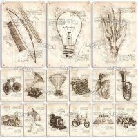 Vintage Artisian Da Vinci โปสเตอร์โลหะ Anatomy แผ่นดีบุกประดิษฐ์ Sketches ป้ายตกแต่ง Wall Decor สำหรับโรงรถ,บาร์,ผับ,คลับ,โรงแรม,และคาเฟ่