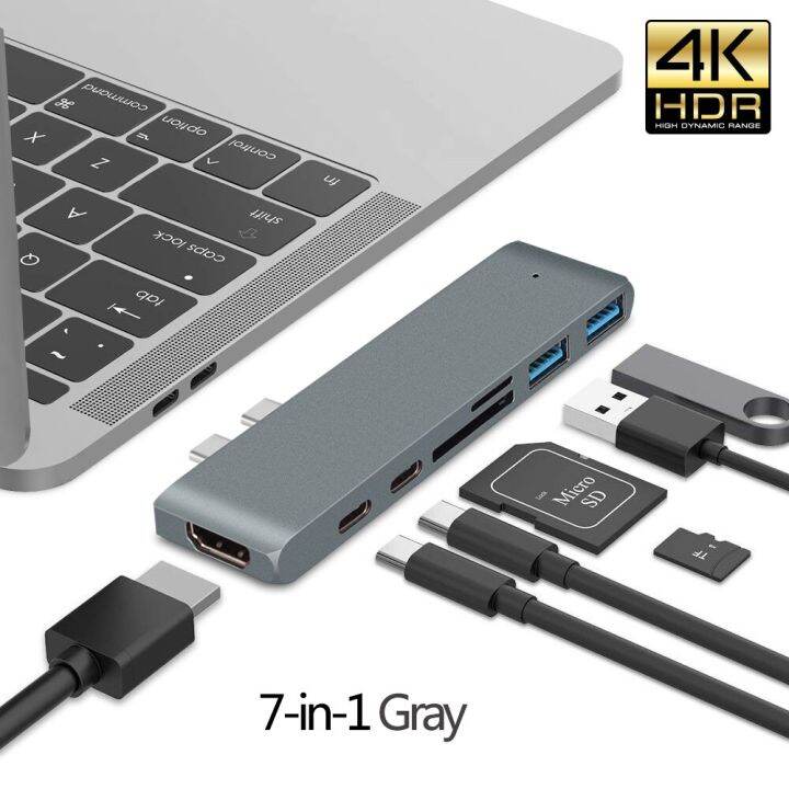 usb-3-1-type-c-ฮับเพื่อหัวแปลงสัญญาณ-hdmi-4k-thunderbolt-3-usb-c-hub-3-0-tf-ช่องตัวอ่าน-sd-pd-สำหรับ-macbook-air-pro-m2-m1ชิป-feona