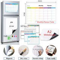 A2 Size Magnetic Whiteboar and Monthly&amp;Weekly Planner Set Package Dry Erase Fridge Calendar for Sticker Memo Boards