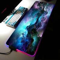 ♚ Colorful Luminous RGB Gaming Mouse Pad Blue Purple Cloud Space RGB Desk Mat Desktops For Computer Desk Notbook For Universe Pad