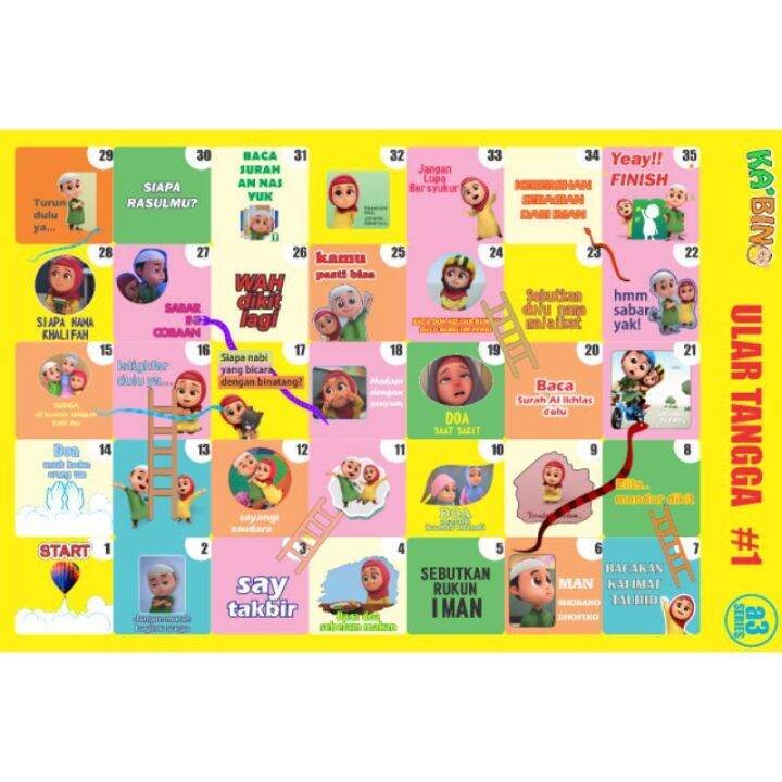 Islamic Snake Ladder Toy Board/Paper Ladder Snake/Snake Ladder Game ...