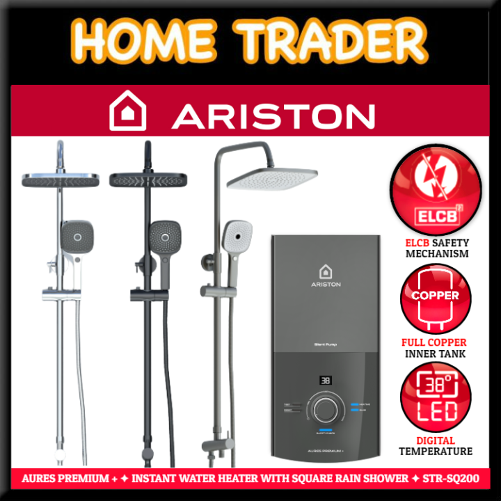 ARISTON ELECTIC INSTANT WATER HEATER WITH SQUARE RAIN SHOWER AURES