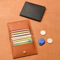 【CW】ↂ❧❁  Leather Card Holder Business ID Credit Wallet for Short Purse with Buttons Ultra Thin