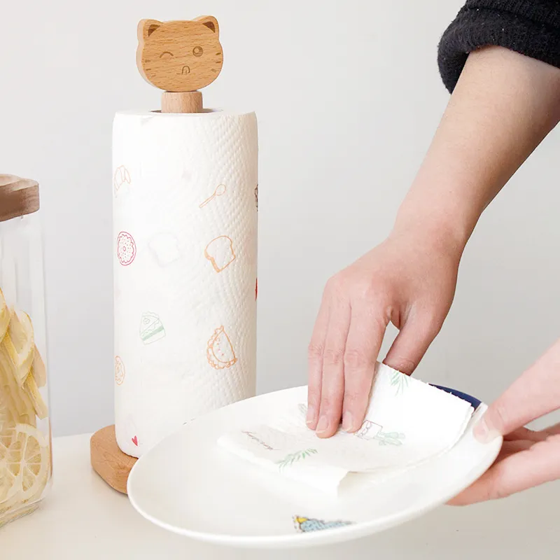Creative Kitchen Vertical Beech Paper Towel Rack Japanese-Style