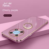 หัวเว่ย Nova Y90 Y70 Nova 9 SE 8i 8หรูหราสแควร์ขอบชุบกลับ TPU Soft Case ด้วยแหวนโลหะปลอกมันวาว