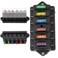 XMM-Car 6 Way Circuit Standard Ato Blade Fuse Box Dc 12v/24v Block Holder With 6 Fuses  3a / 5a / 10a / 15a / 20a / 30a