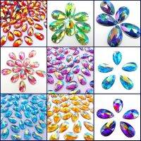 Acrylic 11x18mm Flatback Sew on Drop Rhinestones Crystals Strass Red Yellow Green AB Purple Stones For Sewing Clothes Costumes