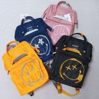 2023 Original✧ The new 2022 Japans lotte backpack smiling face students bag lovers both men and women go out backpack mummy bag