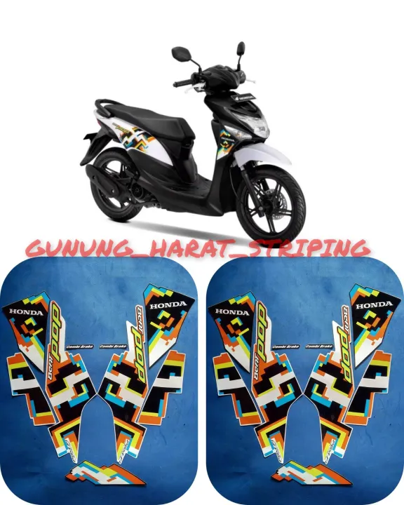 STIKER BEAT STRIPING LIS LES MOTOR SET BEAT POP 2017 HITAM PUTIH FULL ...