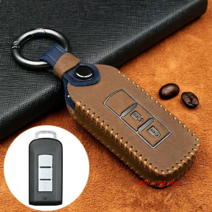ที่หุ้มกุญแจหนังแท้สำหรับกุญแจรถมิตซูบิชิพวงกุญแจกระเป๋าเคสหนัง