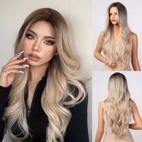 HENRY MARGU Long Wavy Ombre Brown Platinum Blonde Synthetic Wigs for Women Heat Resistant Natural Cosplay Party Lolita Hair Wigs [ Hot sell ] TOY CENTER