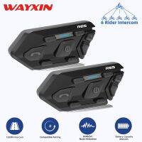 WAYXIN อินเตอร์คอมสำหรับมอเตอร์ไซค์หูฟังติดหมวกกันน็อค R6s 6หมวกนิรภัยสำหรับผู้ขับขี่อุปกรณ์สื่อสารแบบแฮนด์ฟรี1200ม. BT 5.0 MP3 GPS กันน้ำ