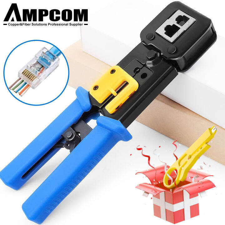 Ampcom Rj Crimp Tool Pass Through Cat Cat E Cat Crimper Cutter