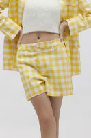 ESP กางเกงลายตาราง ผู้หญิง สีเหลือง | Gingham Shorts | 5850