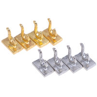 4Pcs 1:12 Dollhouse Miniature เสื้อผ้า Coat Hook Rack โลหะแขวนผนัง Dollhouse อุปกรณ์ห้องน้ำ