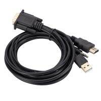 WUGUAZA พร้อมเสียง HDMI เข้ากันได้กับสาย VGA ตัวแปลงวิดีโอ พร้อมแหล่งจ่ายไฟ สะดวกสบายๆ พีวีซีพีวีซี สำหรับแล็ปท็อป /hd dvd/ โปรเจคเตอร์