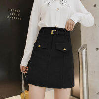 Flectit A-Line Belted Corduroy Mini Skirt Womens Winter Thick Skirts With Belt Fake Pocket *