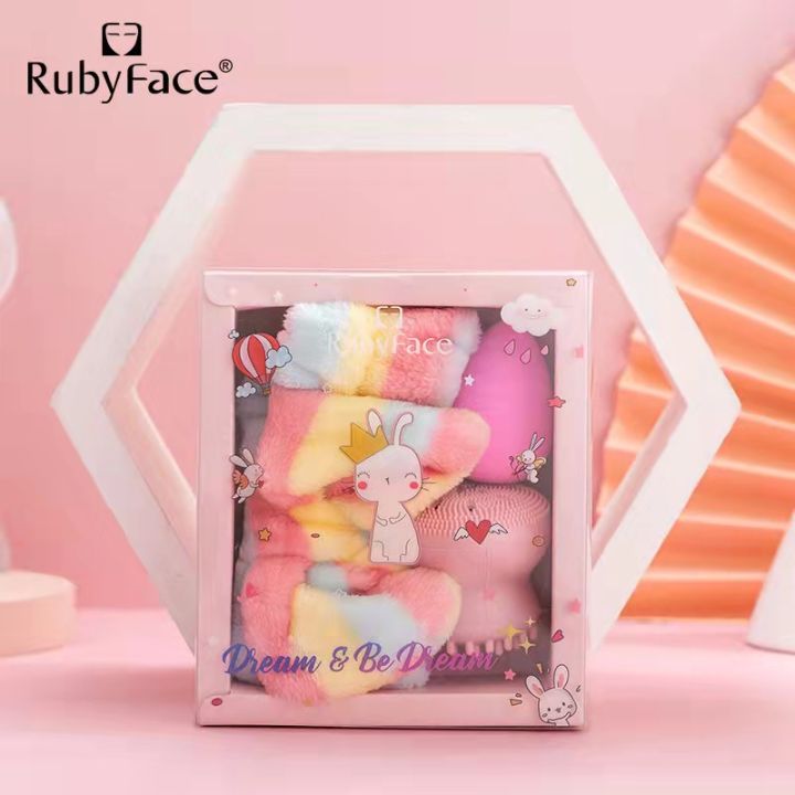 rubyface-s02ทําผมผ้าคาดศีรษะแต่งโบว์น่ารักสไตล์เกาหลีชุดทำความสะอาด-3in1