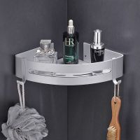 ✠ Bathroom Shelf Free of Punch ALUMINUM Vanity Triangle Towel Organizer Storage Rack Wall-mounted Shampoo Holder Bath Accessories