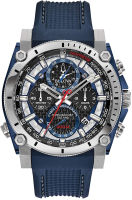 Bulova Mens Precisionist Chronograph Watch Blue Polyurethane Strap Precisionist Chronograph