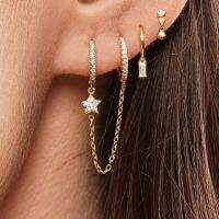 【hot】♠  Star Chain Hoop Earrings Punk Pendant Fashion Jewelry