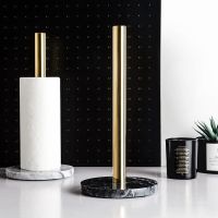 Modern Paper Towel Holder Roll Toilet Gold Paper Stand With Marble Base Vertical Paper Towel Rack Countertop Kitchen Dispenser