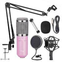 Studio Condenser Computer Microphone Kit With Adjustable Scissor Arm Stand Shock Mount for YouTube Voice Overs