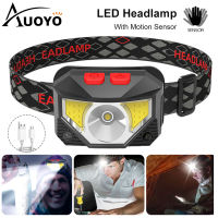 Auoyo LED Headlamps Headlight Flashlight Torchlight Motion Sensor Lights Head Lamp Work Light Flashlight USB Rechargeable Flashlights Emergency Light